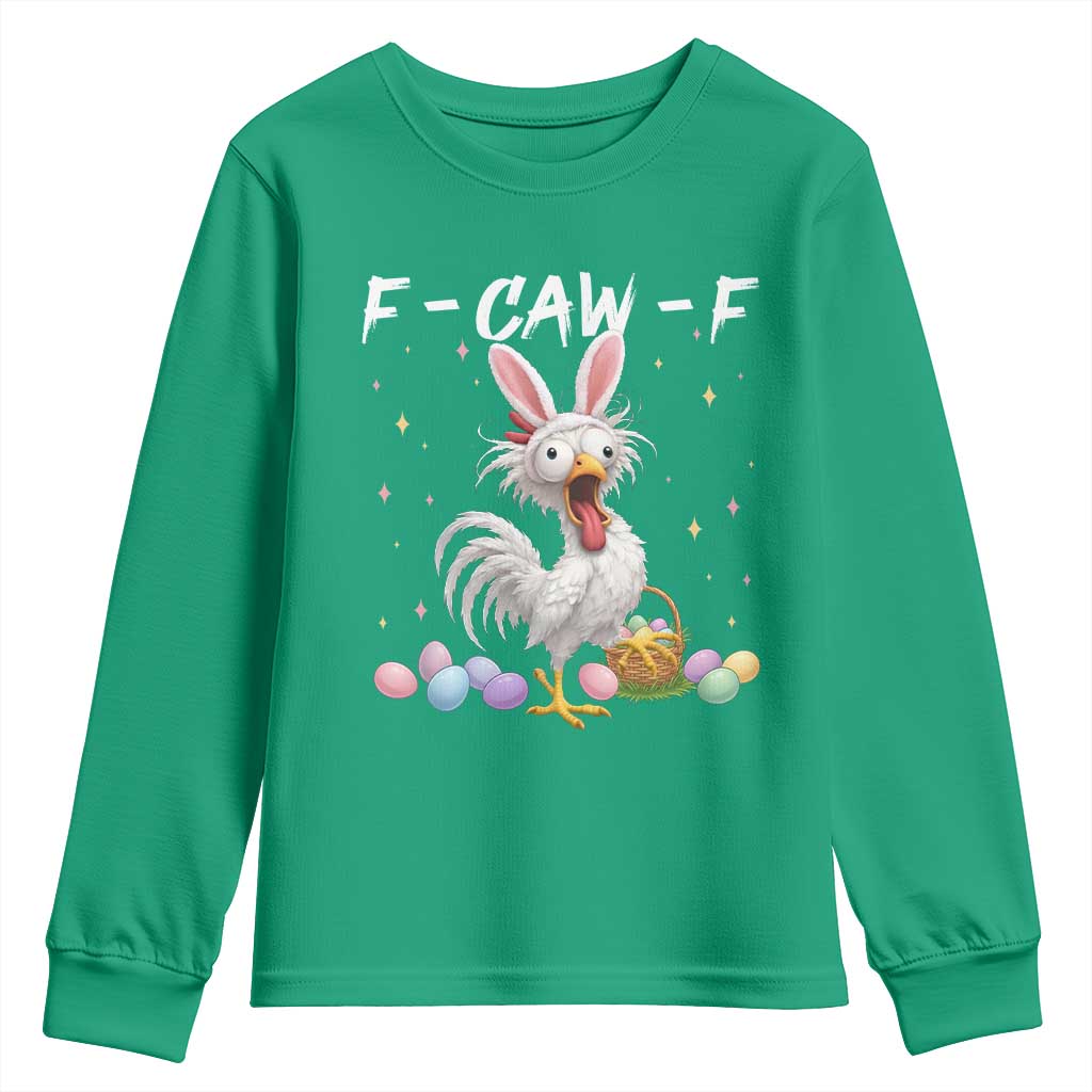 Funny Easter Day F Caw F Chicken Bunny Rooster Meme Youth Sweatshirt