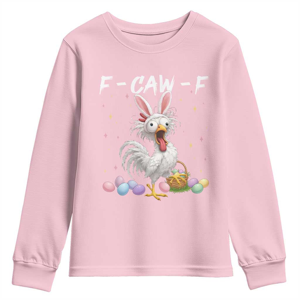 Funny Easter Day F Caw F Chicken Bunny Rooster Meme Youth Sweatshirt