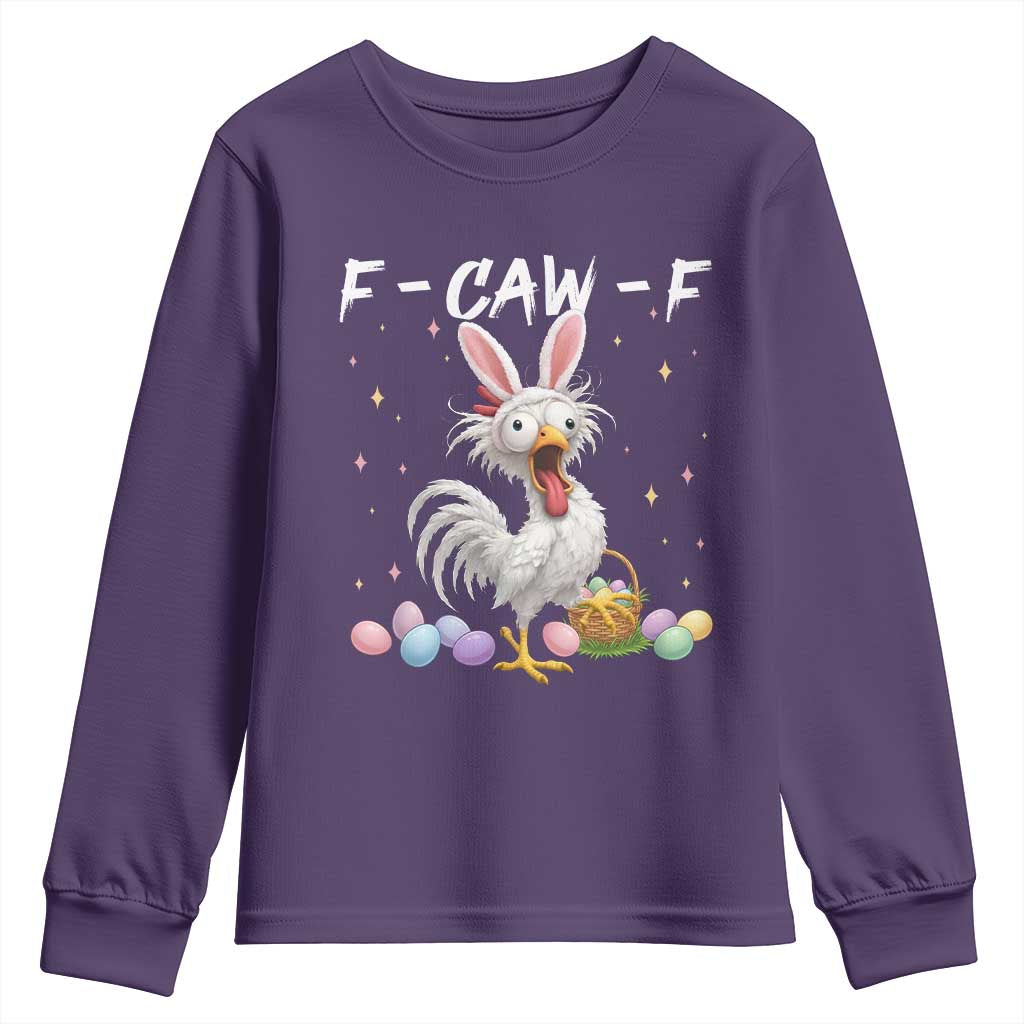 Funny Easter Day F Caw F Chicken Bunny Rooster Meme Youth Sweatshirt