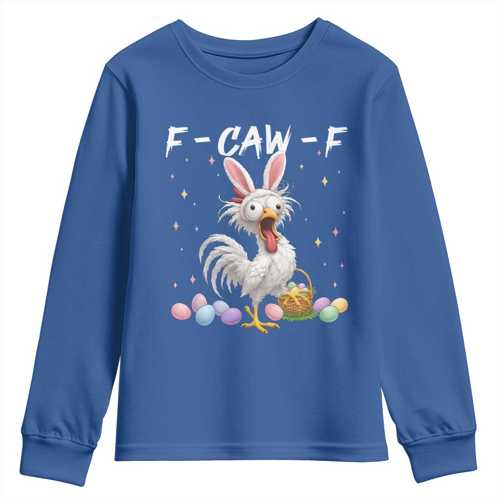 Funny Easter Day F Caw F Chicken Bunny Rooster Meme Youth Sweatshirt