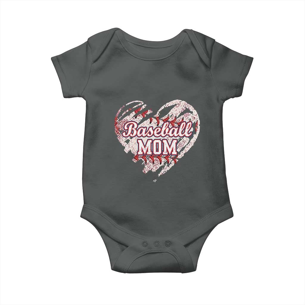 Baseball Mom Baby Onesie Baseball Mama Life Game Day Vintage Heart