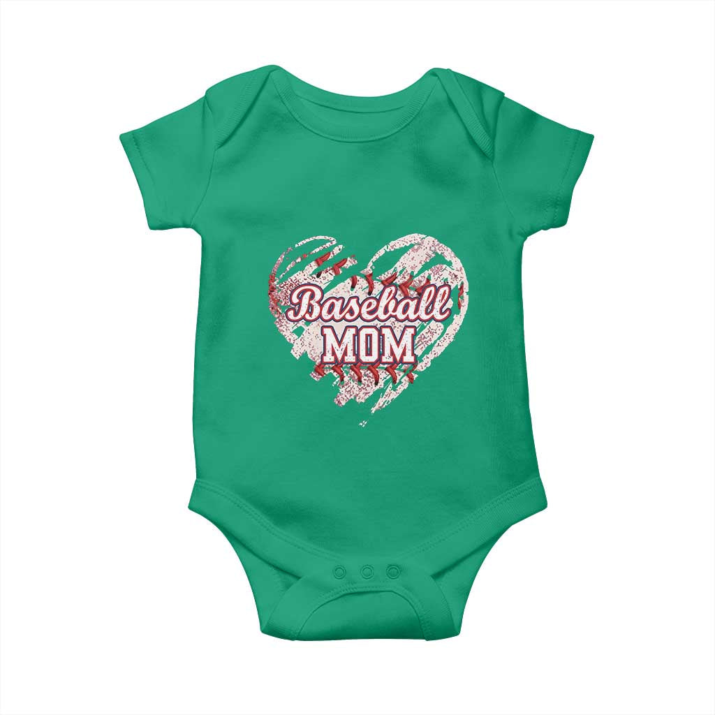 Baseball Mom Baby Onesie Baseball Mama Life Game Day Vintage Heart