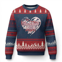 Baseball Mom Ugly Christmas Sweater Baseball Mama Life Game Day Vintage Heart