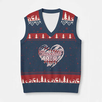 Baseball Mom V-Neck Knit Sweater Vest Baseball Mama Life Game Day Vintage Heart