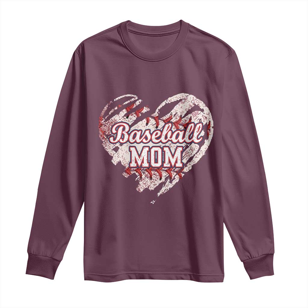 Baseball Mom Long Sleeve Shirt Baseball Mama Life Game Day Vintage Heart