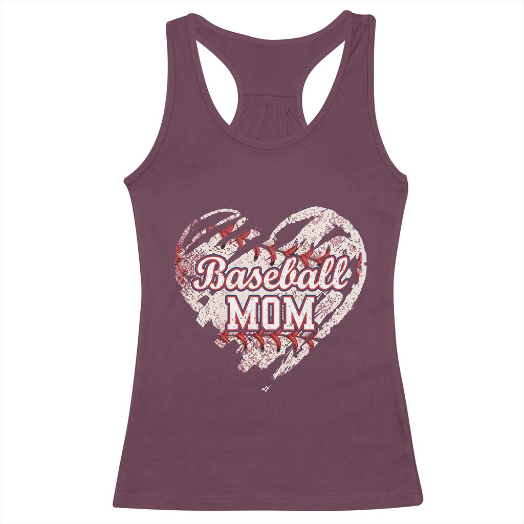 Baseball Mom Racerback Tank Top Baseball Mama Life Game Day Vintage Heart