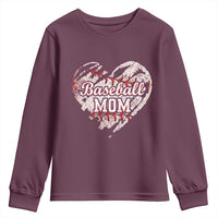Baseball Mom Youth Sweatshirt Baseball Mama Life Game Day Vintage Heart
