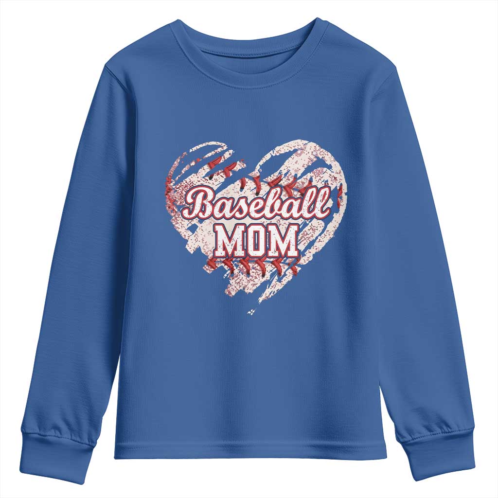 Baseball Mom Youth Sweatshirt Baseball Mama Life Game Day Vintage Heart