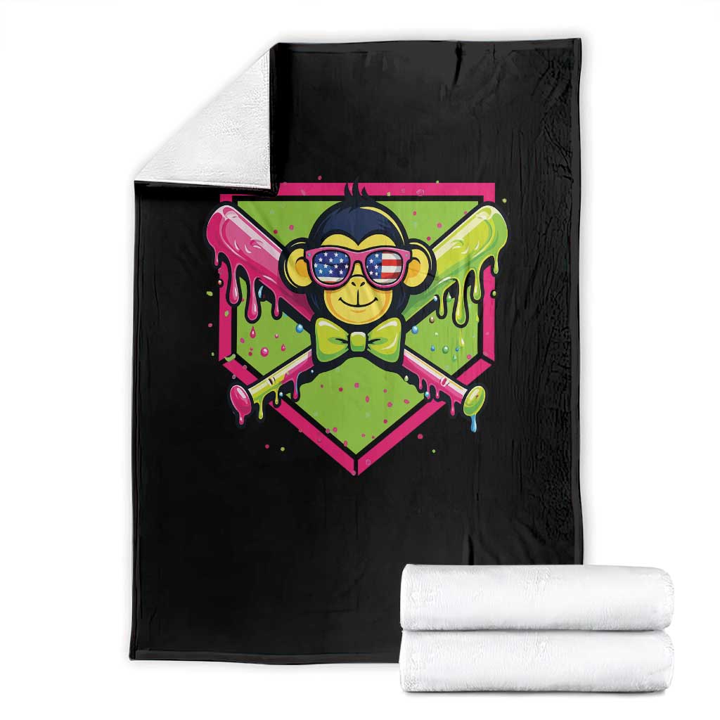 Party Monkey Baseball Drip Funny Animals Lover Throw Blanket
