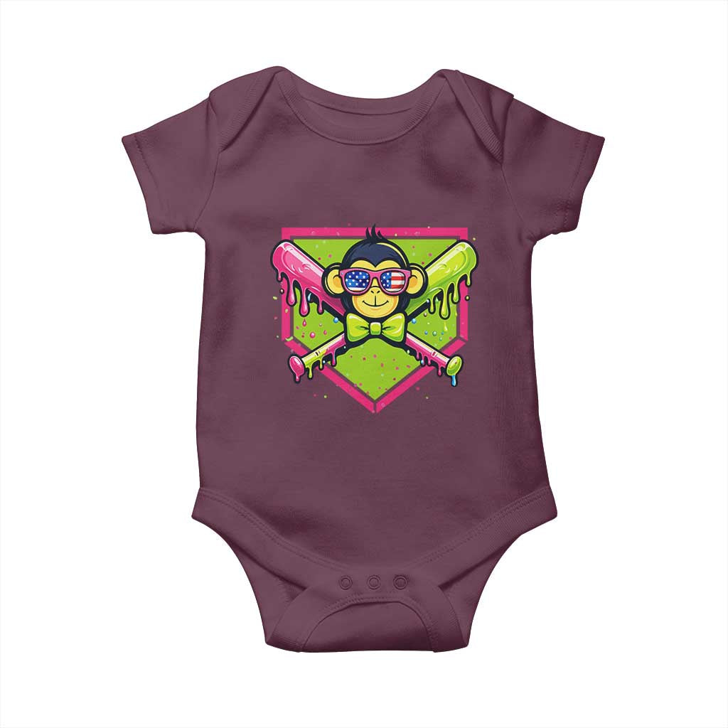 Party Monkey Baseball Drip Funny Animals Lover Baby Onesie