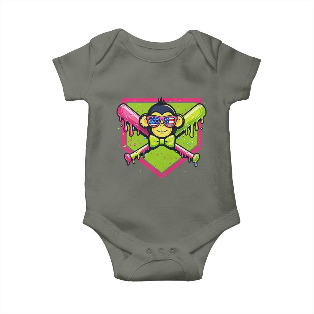 Party Monkey Baseball Drip Funny Animals Lover Baby Onesie