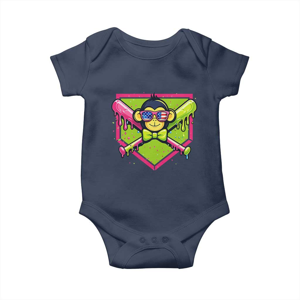 Party Monkey Baseball Drip Funny Animals Lover Baby Onesie