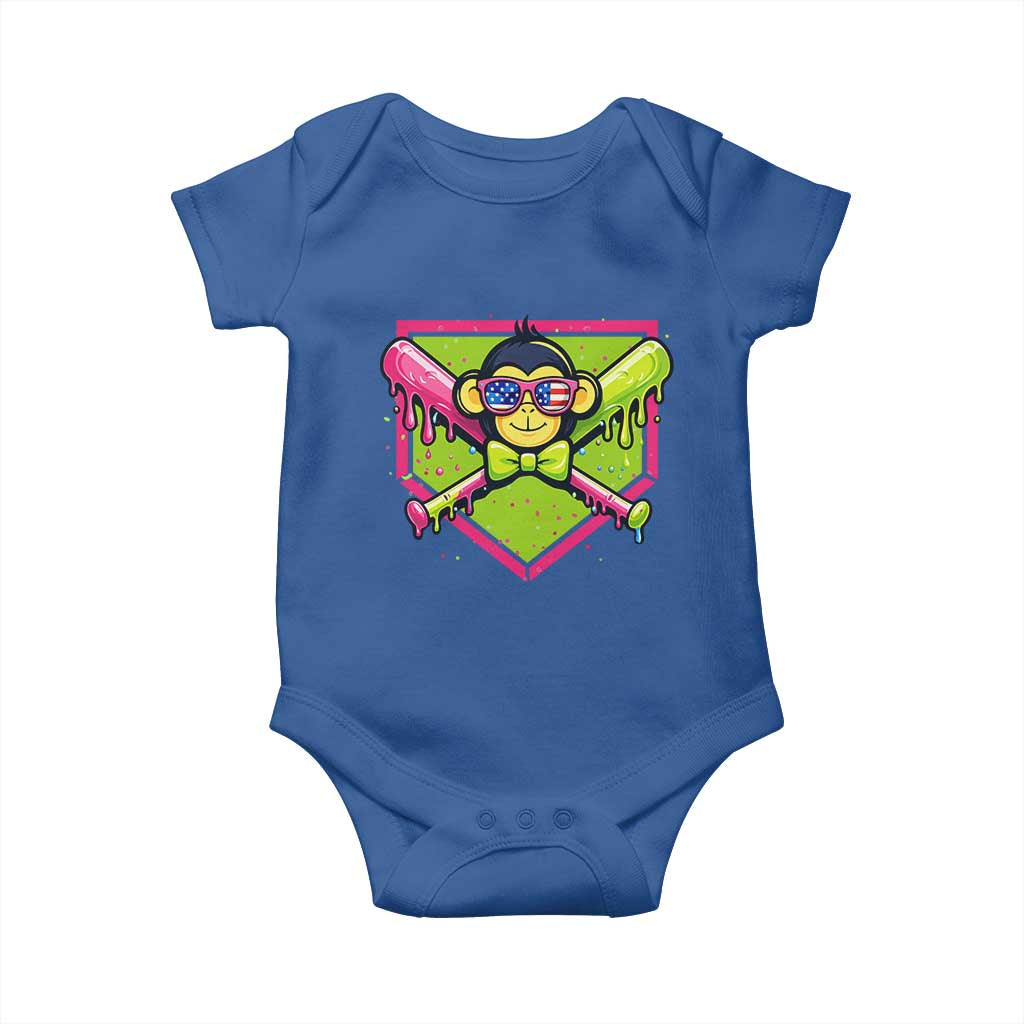 Party Monkey Baseball Drip Funny Animals Lover Baby Onesie