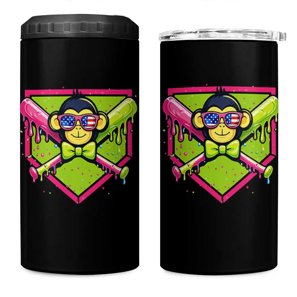 Party Monkey Baseball Drip Funny Animals Lover 4 in 1 Can Cooler Tumbler