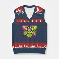 Party Monkey Baseball Drip Funny Animals Lover V-Neck Knit Sweater Vest