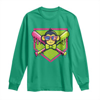 Party Monkey Baseball Drip Funny Animals Lover Long Sleeve Shirt
