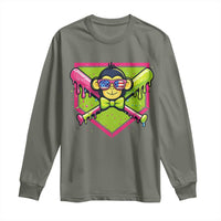 Party Monkey Baseball Drip Funny Animals Lover Long Sleeve Shirt