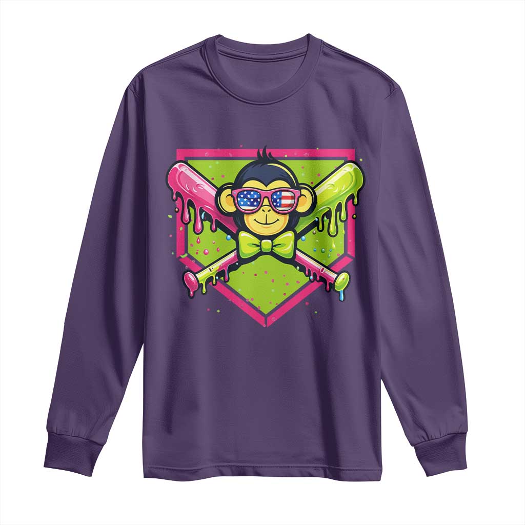 Party Monkey Baseball Drip Funny Animals Lover Long Sleeve Shirt