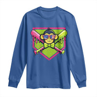 Party Monkey Baseball Drip Funny Animals Lover Long Sleeve Shirt