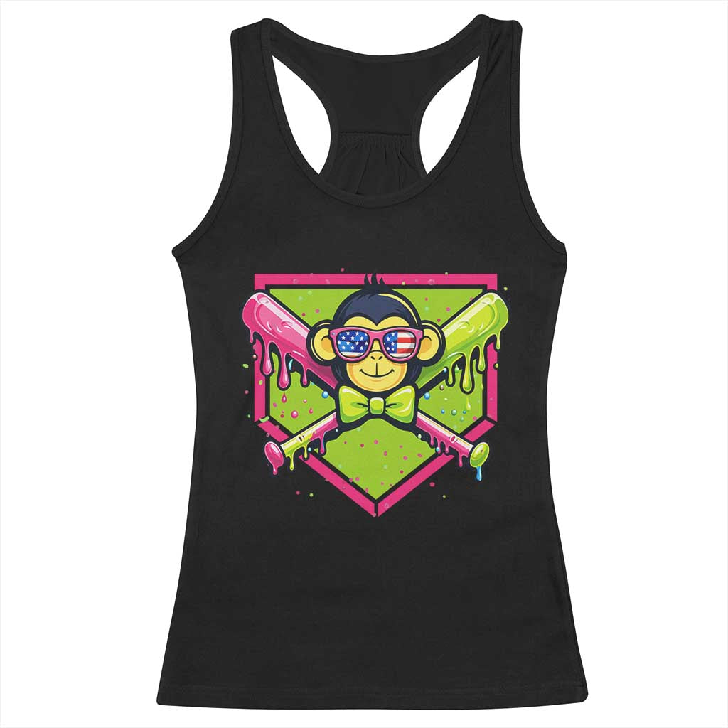 Party Monkey Baseball Drip Funny Animals Lover Racerback Tank Top