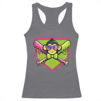 Party Monkey Baseball Drip Funny Animals Lover Racerback Tank Top