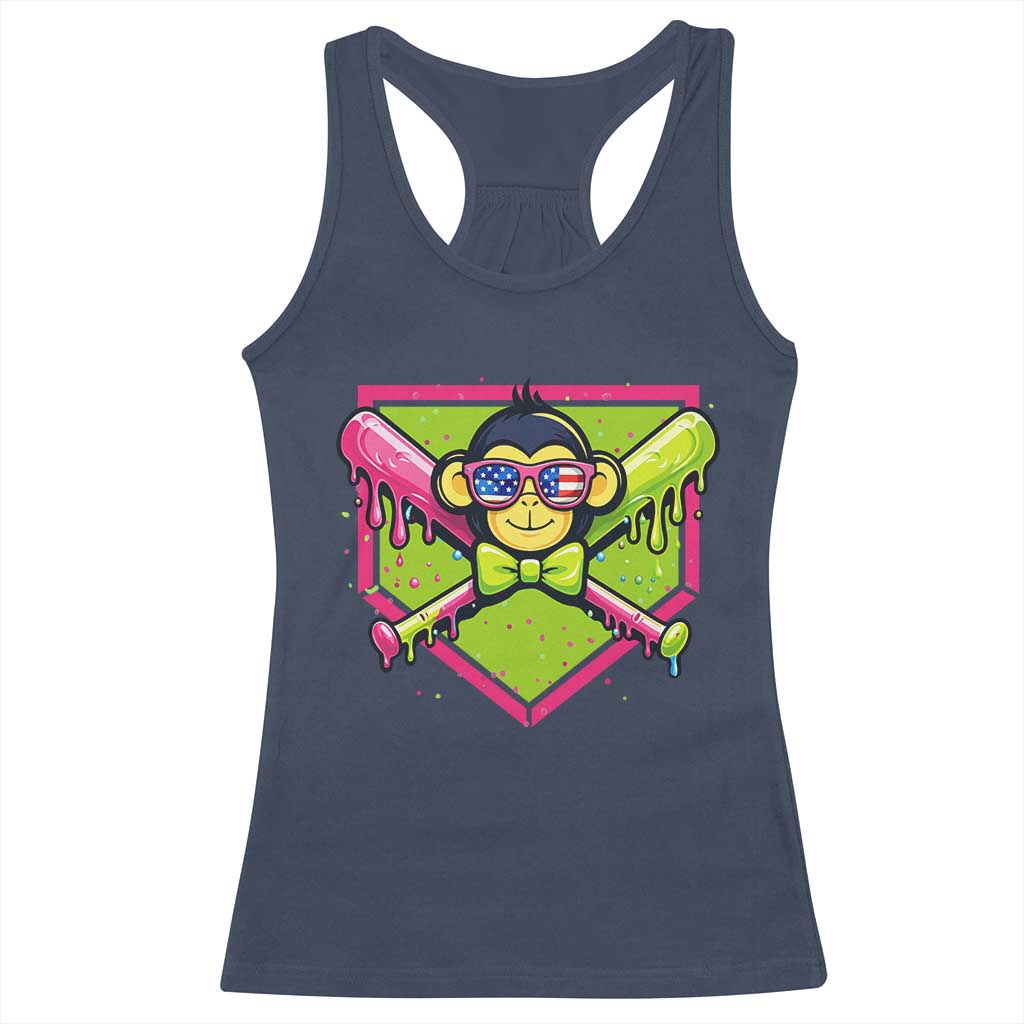 Party Monkey Baseball Drip Funny Animals Lover Racerback Tank Top