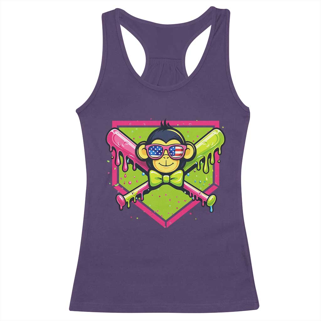 Party Monkey Baseball Drip Funny Animals Lover Racerback Tank Top