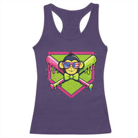 Party Monkey Baseball Drip Funny Animals Lover Racerback Tank Top