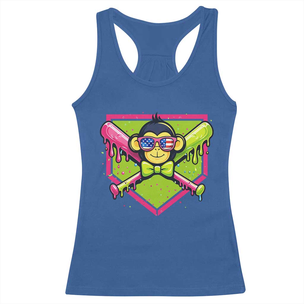 Party Monkey Baseball Drip Funny Animals Lover Racerback Tank Top