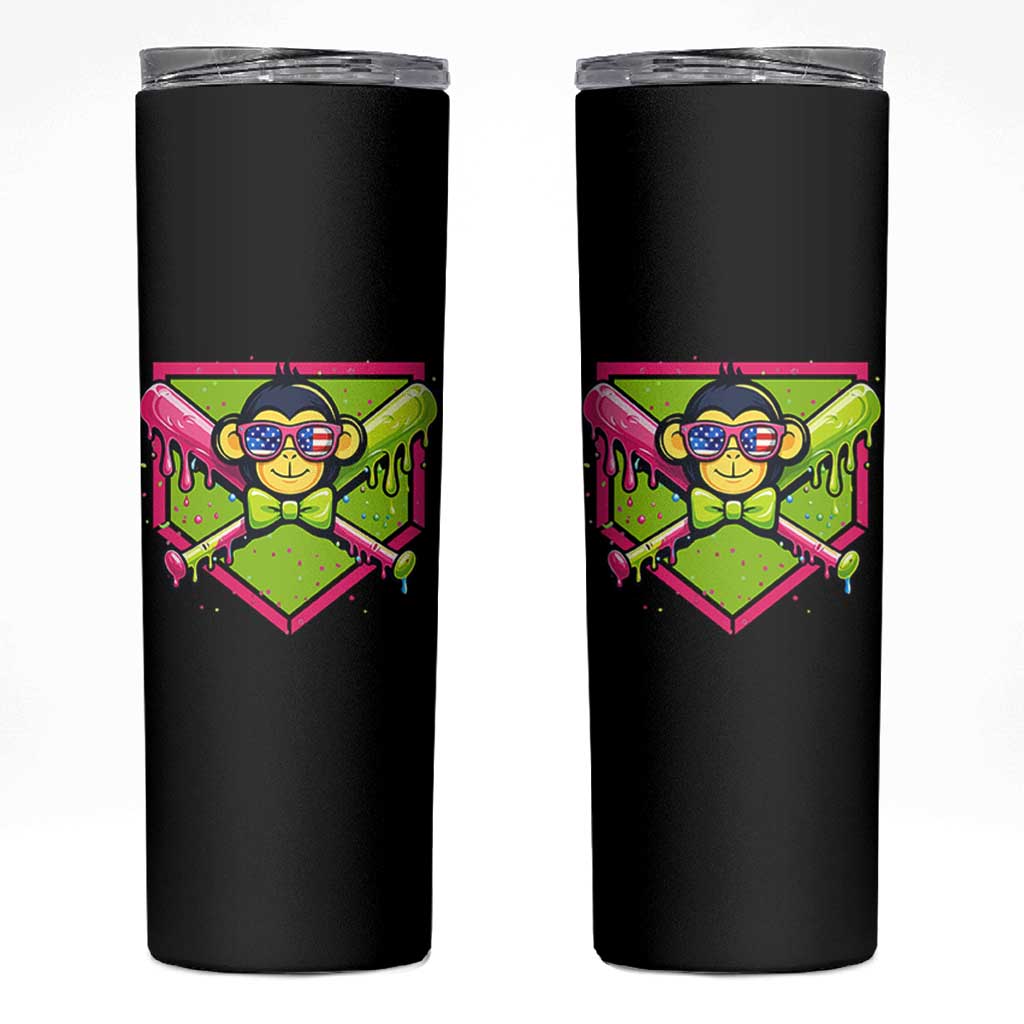 Party Monkey Baseball Drip Funny Animals Lover Skinny Tumbler
