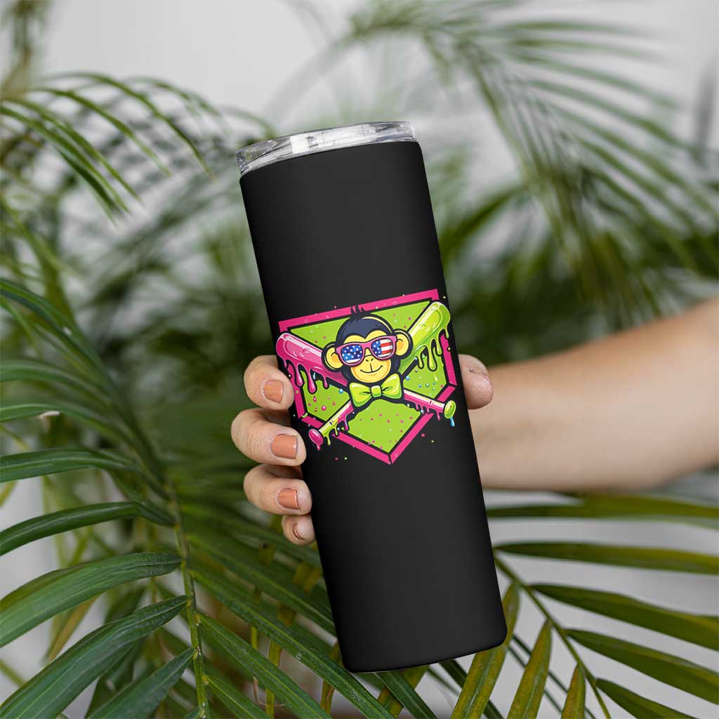 Party Monkey Baseball Drip Funny Animals Lover Skinny Tumbler