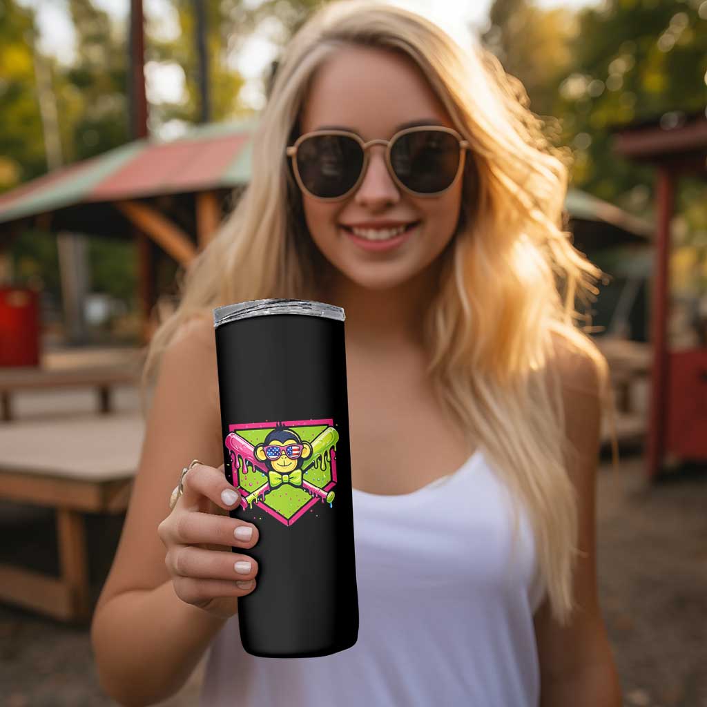 Party Monkey Baseball Drip Funny Animals Lover Skinny Tumbler