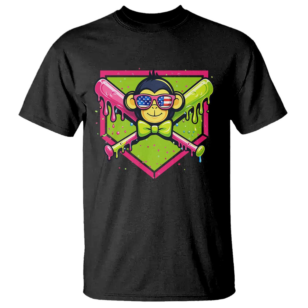 Party Monkey Baseball Drip Funny Animals Lover T Shirt