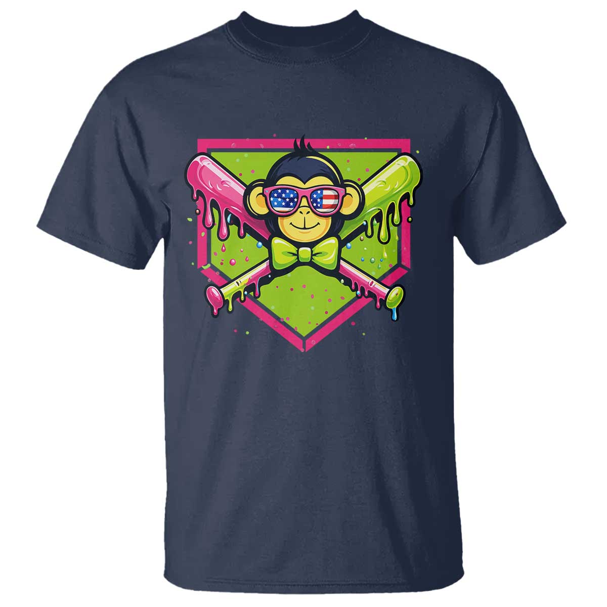 Party Monkey Baseball Drip Funny Animals Lover T Shirt