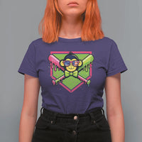 Party Monkey Baseball Drip Funny Animals Lover T Shirt For Women