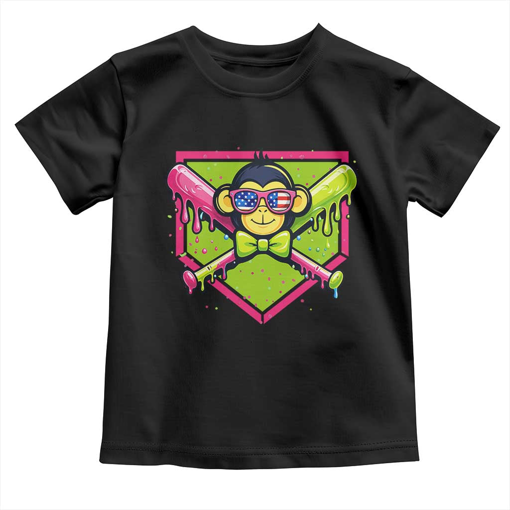 Party Monkey Baseball Drip Funny Animals Lover Toddler T Shirt