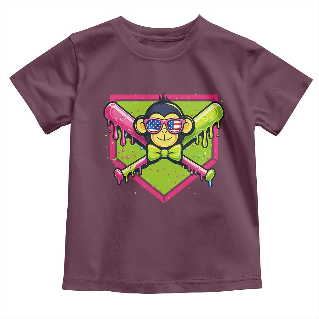 Party Monkey Baseball Drip Funny Animals Lover Toddler T Shirt