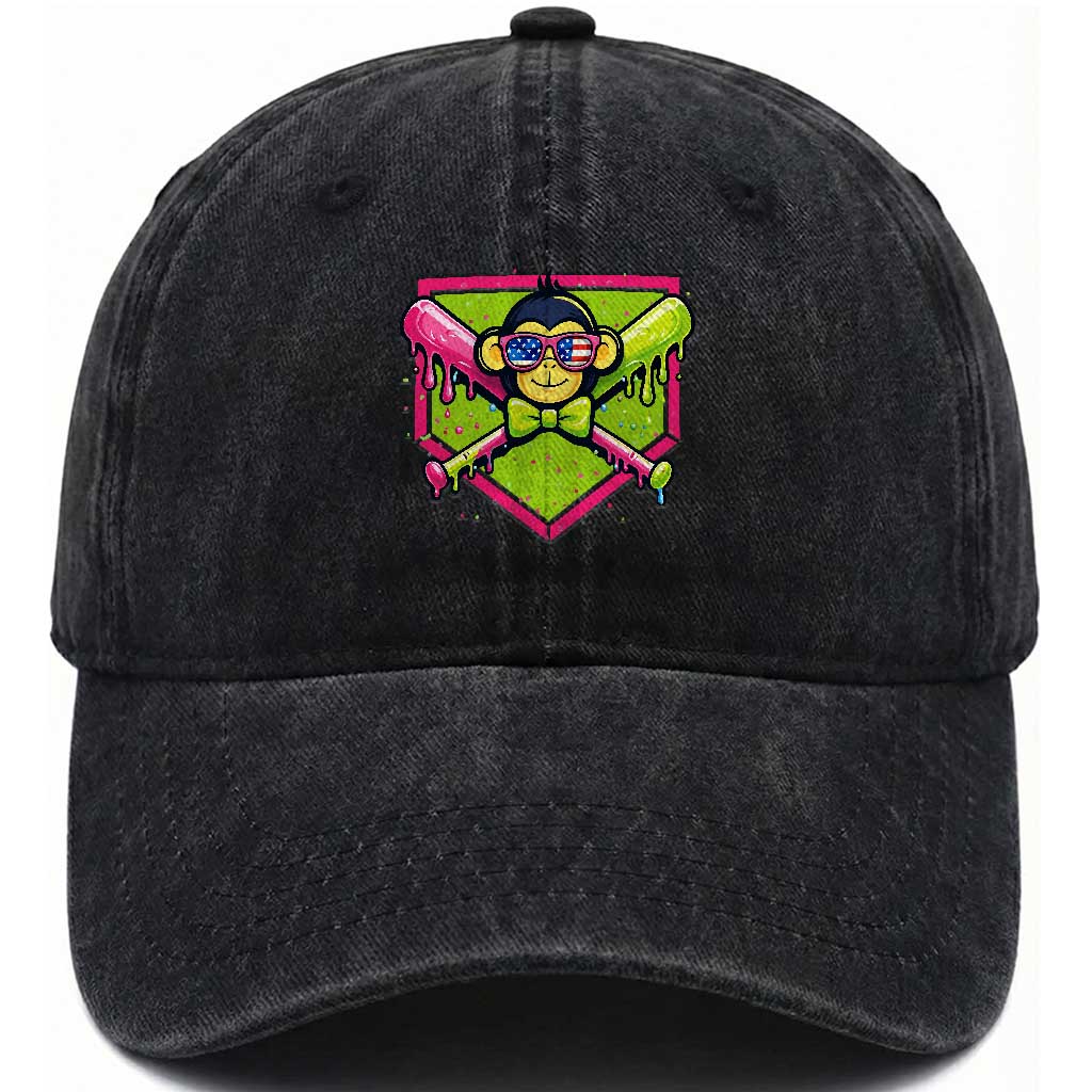 Party Monkey Baseball Drip Funny Animals Lover Washed Cotton Baseball Cap