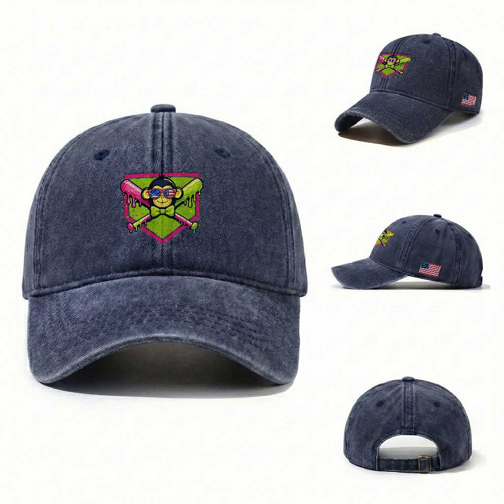 Party Monkey Baseball Drip Funny Animals Lover Washed Cotton Baseball Cap