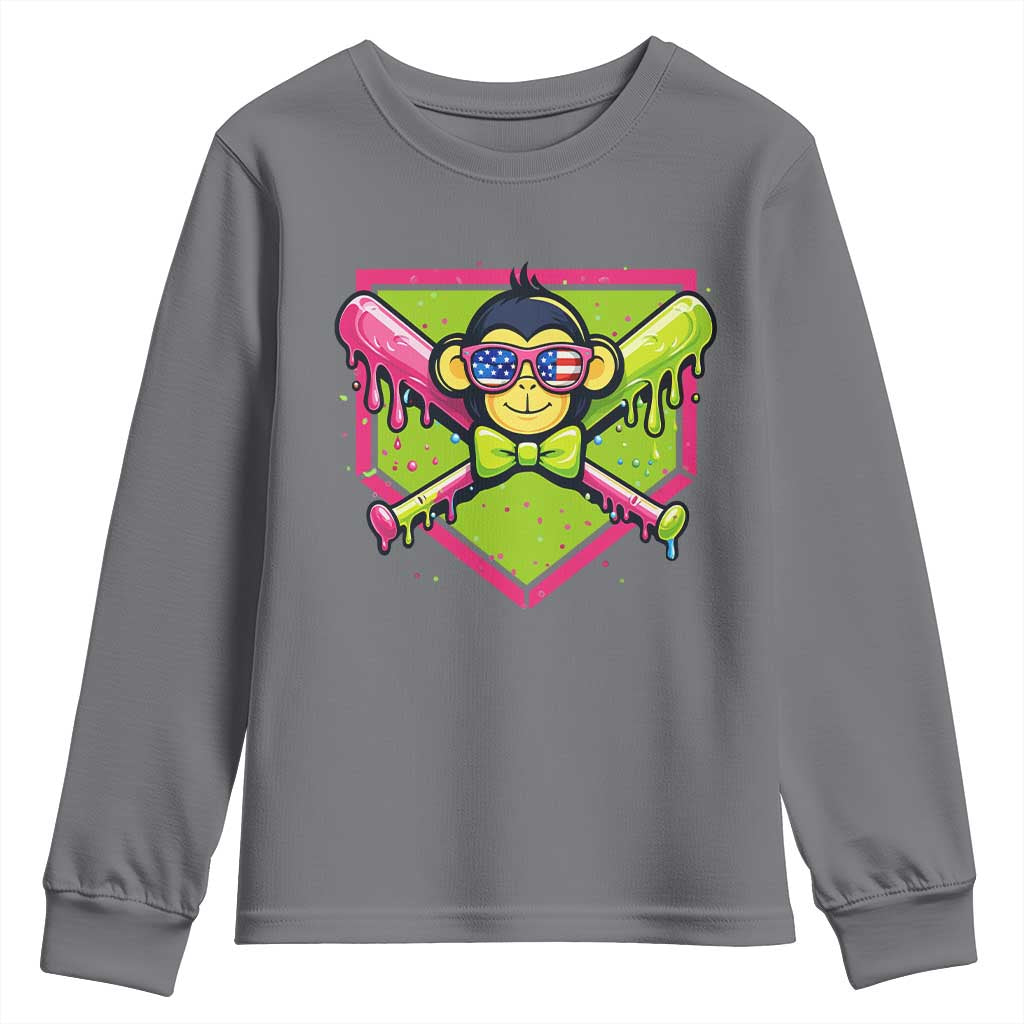 Party Monkey Baseball Drip Funny Animals Lover Youth Sweatshirt