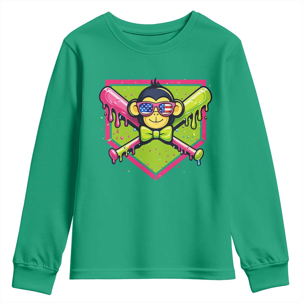 Party Monkey Baseball Drip Funny Animals Lover Youth Sweatshirt
