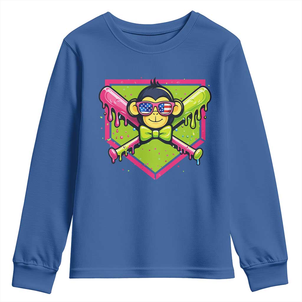 Party Monkey Baseball Drip Funny Animals Lover Youth Sweatshirt