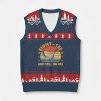 80th Birthday Golf V-Neck Knit Sweater Vest Funny Eight Tee And Still On Par 80 Years Old