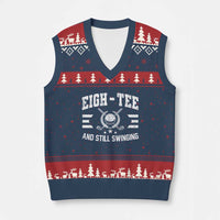 80th Birthday Golf V-Neck Knit Sweater Vest Funny Eigh Tee And Still Swinging 80 Years Old
