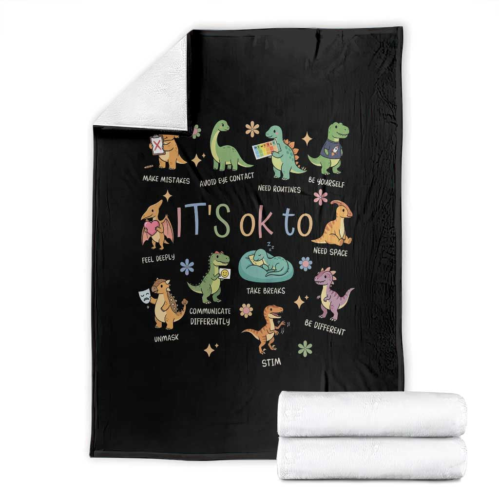 Dinosaur Autism Awareness Throw Blanket It Is Okay to Be Different Dino Lover