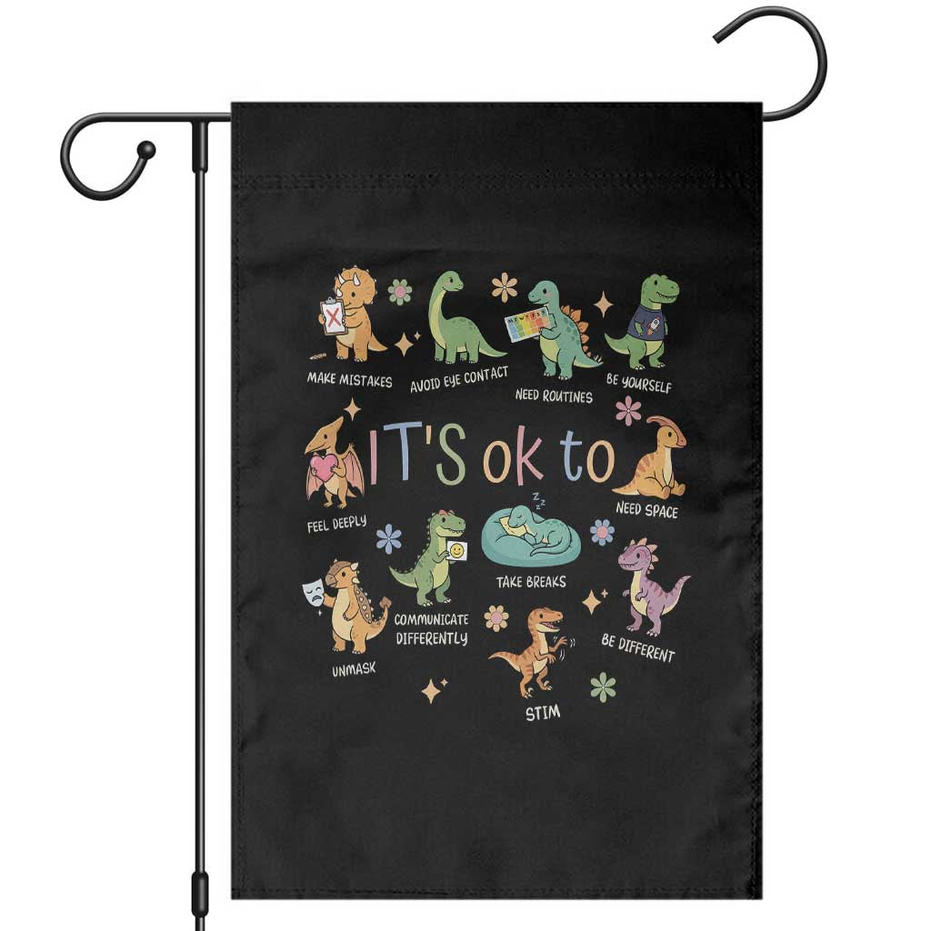 Dinosaur Autism Awareness Garden Flag It Is Okay to Be Different Dino Lover