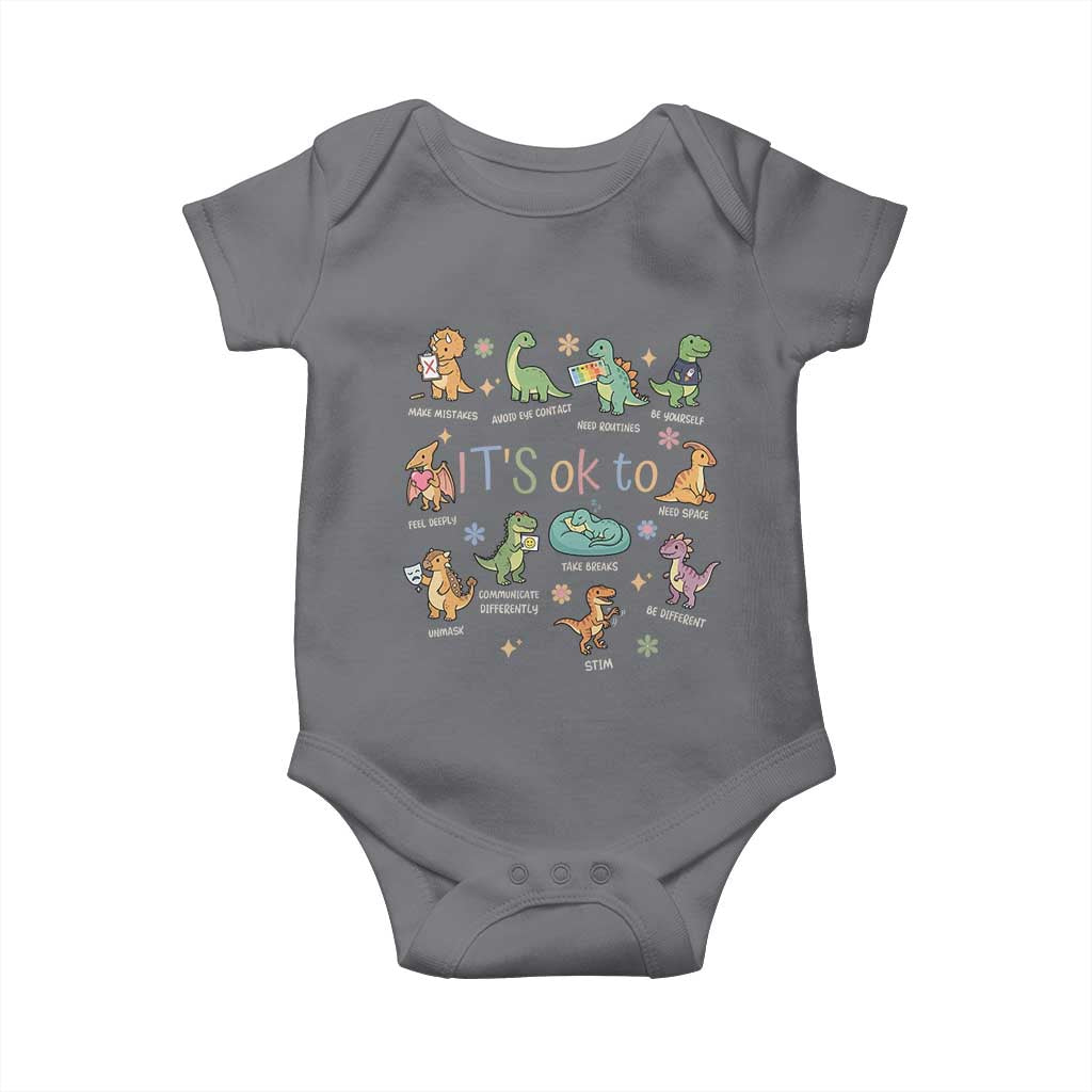 Dinosaur Autism Awareness Baby Onesie It Is Okay to Be Different Dino Lover