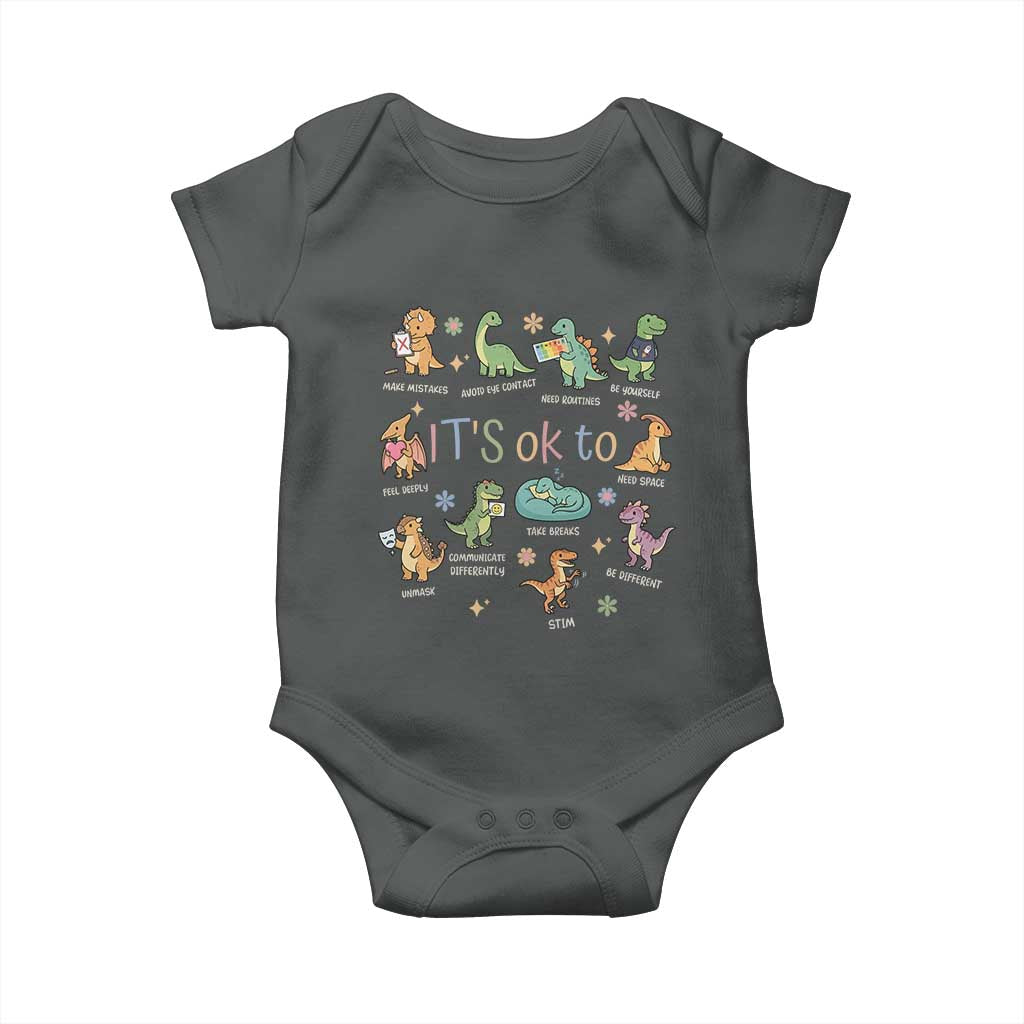 Dinosaur Autism Awareness Baby Onesie It Is Okay to Be Different Dino Lover
