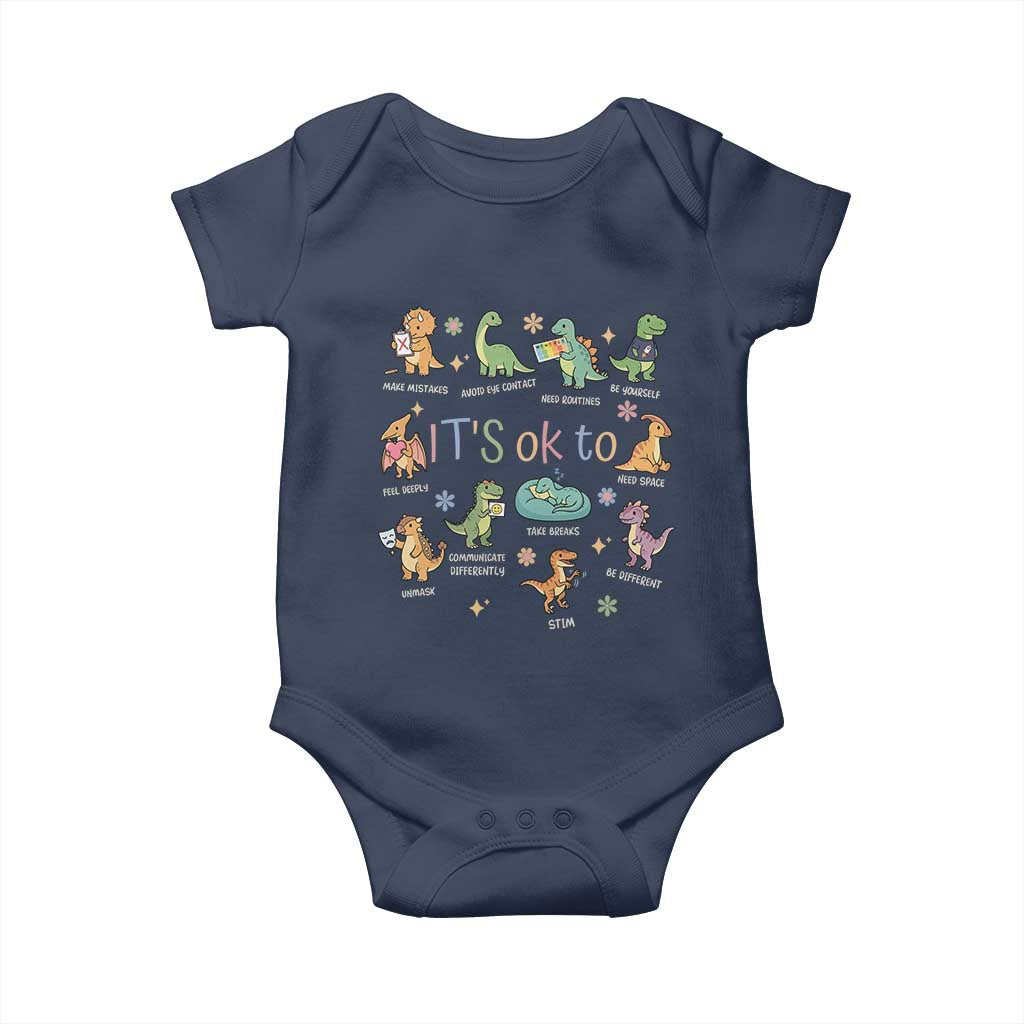 Dinosaur Autism Awareness Baby Onesie It Is Okay to Be Different Dino Lover