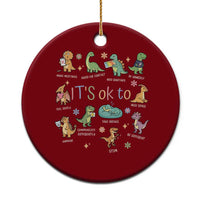 Dinosaur Autism Awareness Ceramic Ornament It Is Okay to Be Different Dino Lover